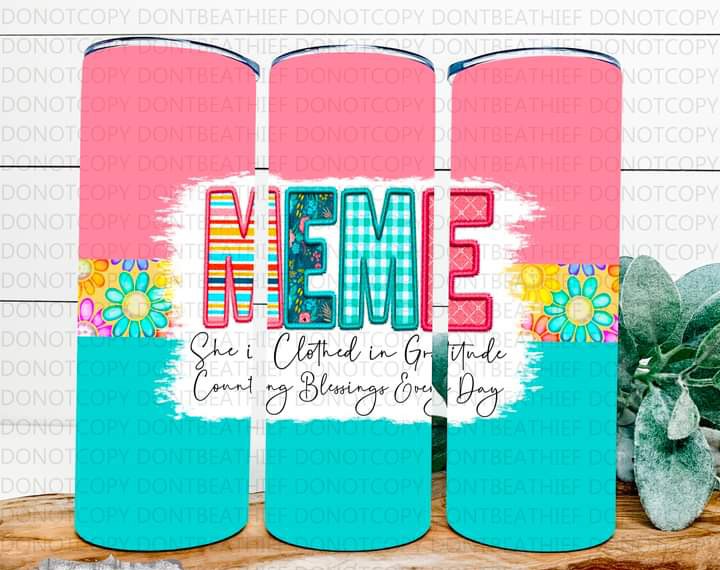 Auntie Grandma Etc Clothes in Gratitude Tumbler