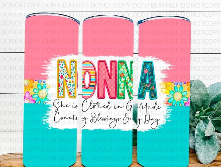 Auntie Grandma Etc Clothes in Gratitude Tumbler