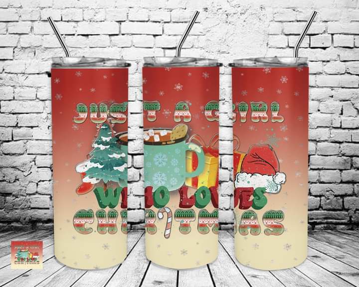 Just a Girl Loves Christmas Movies Tumbler Print