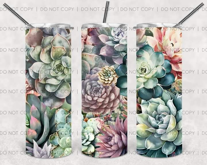 3D Succulents Tumbler