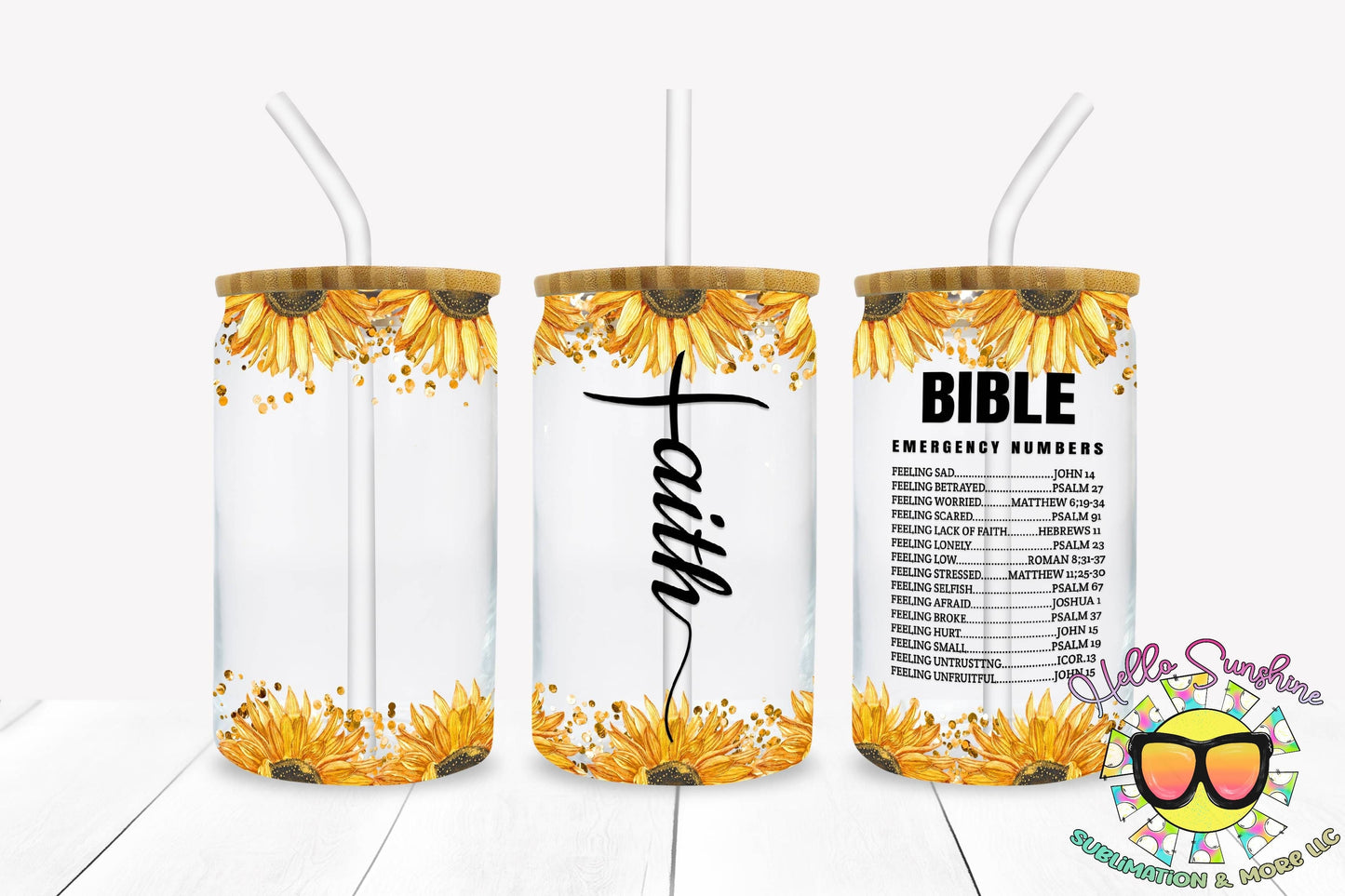 Faith Glass tumbler print