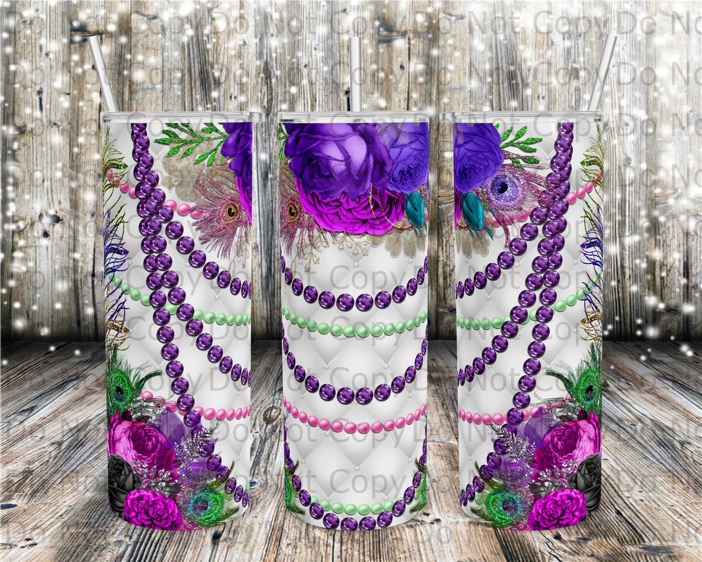 Floral Gem Mardi Gras Tumbler Print