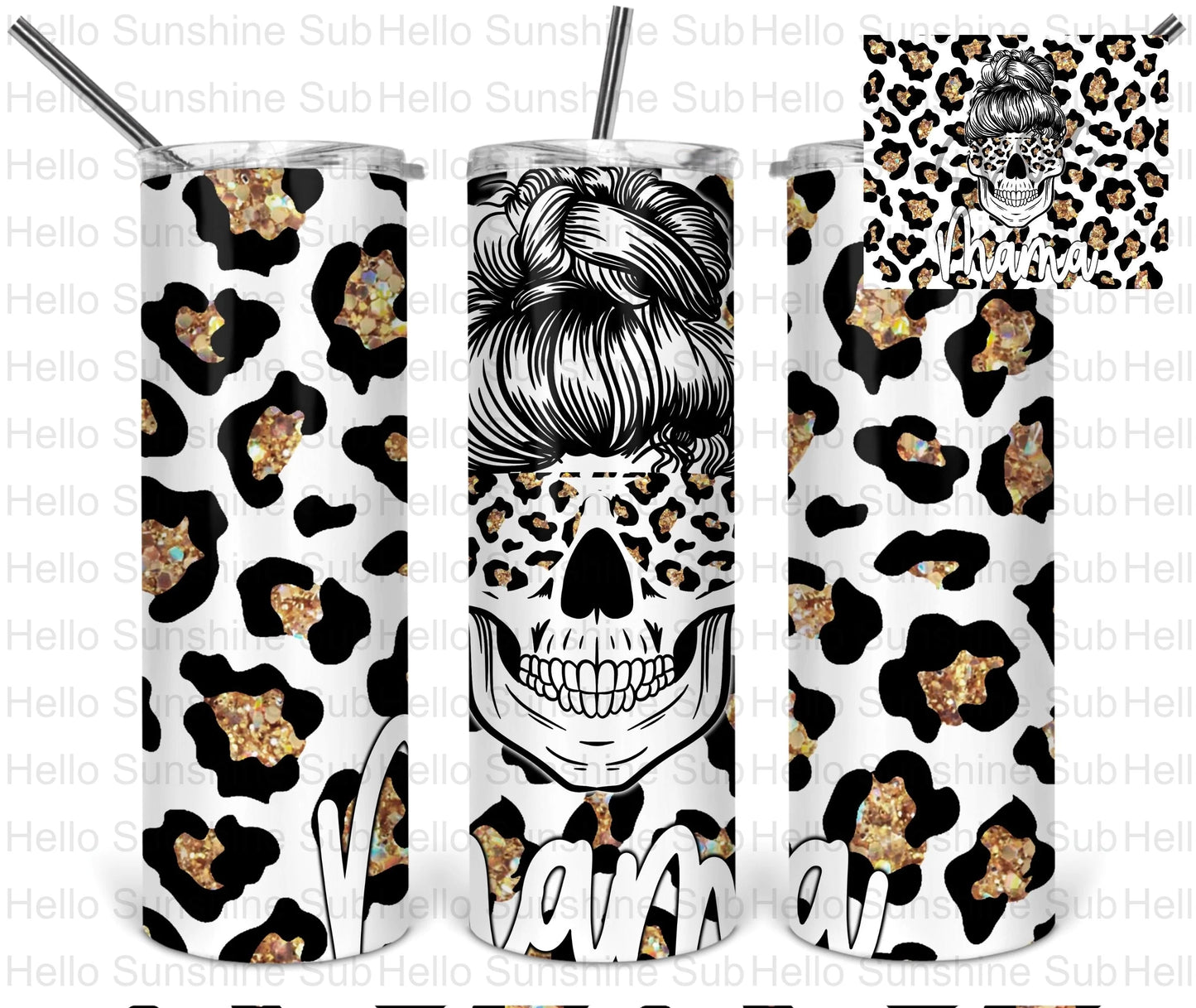 Gold Leo Skull Mama Tumbler Print