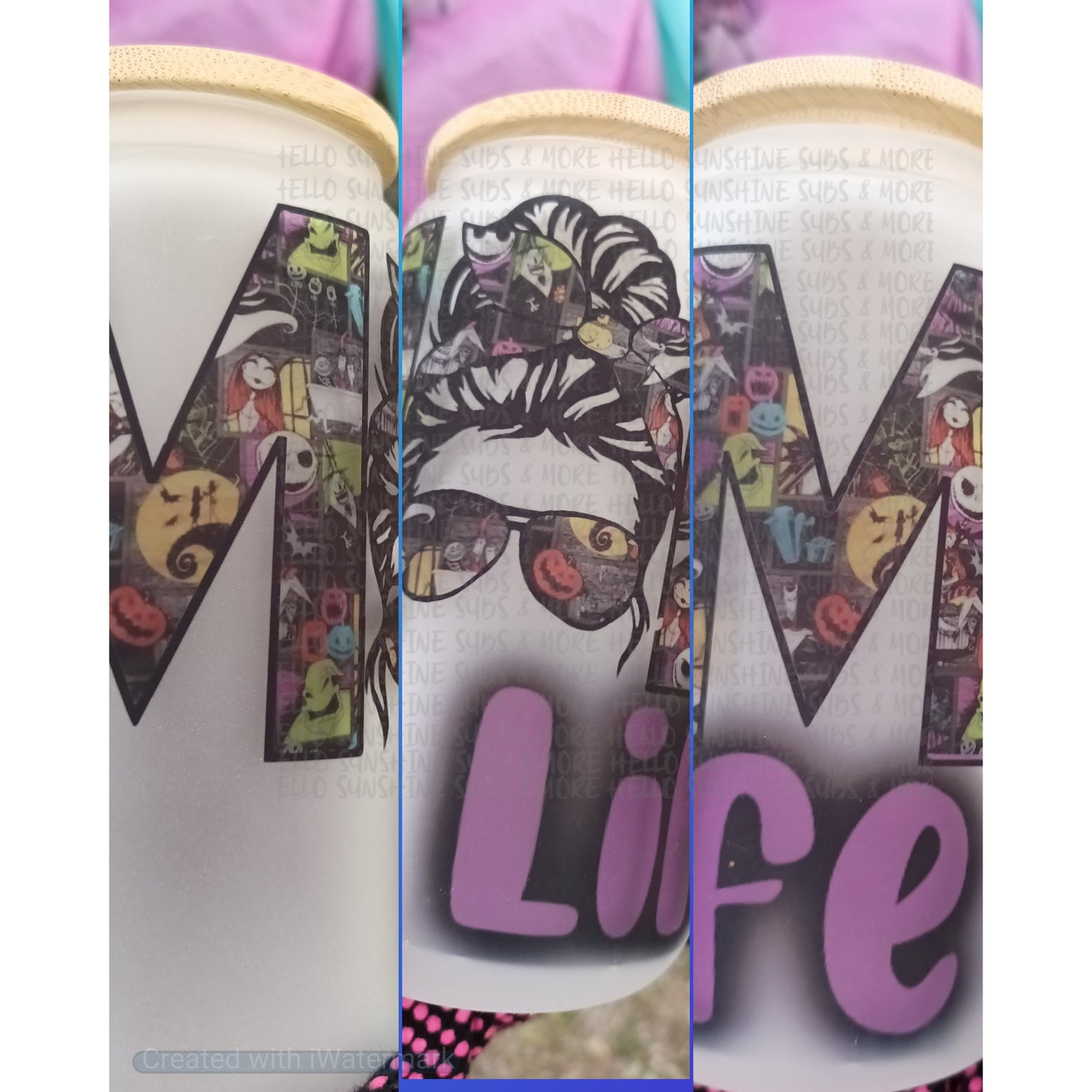 Mom Life NBC Glass tumbler print