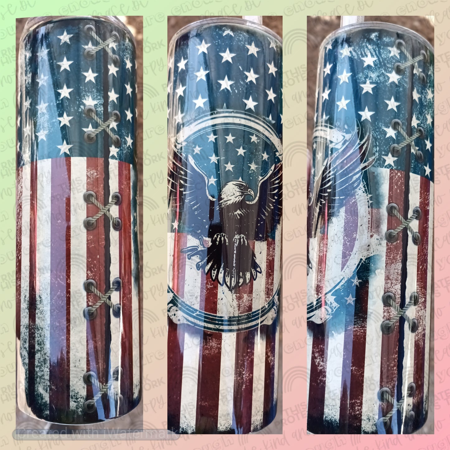 Vintage Flag & Eagle Tumbler