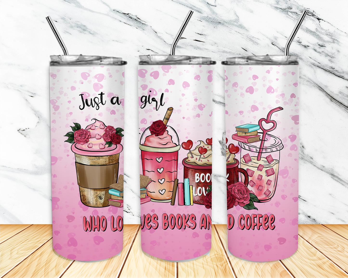 Girl Who Loves Books & Coffee Tumbler