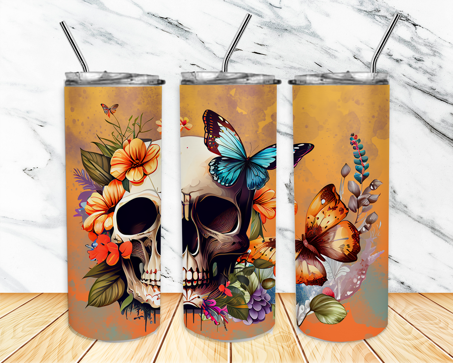 Skull & Butterfly Tumbler