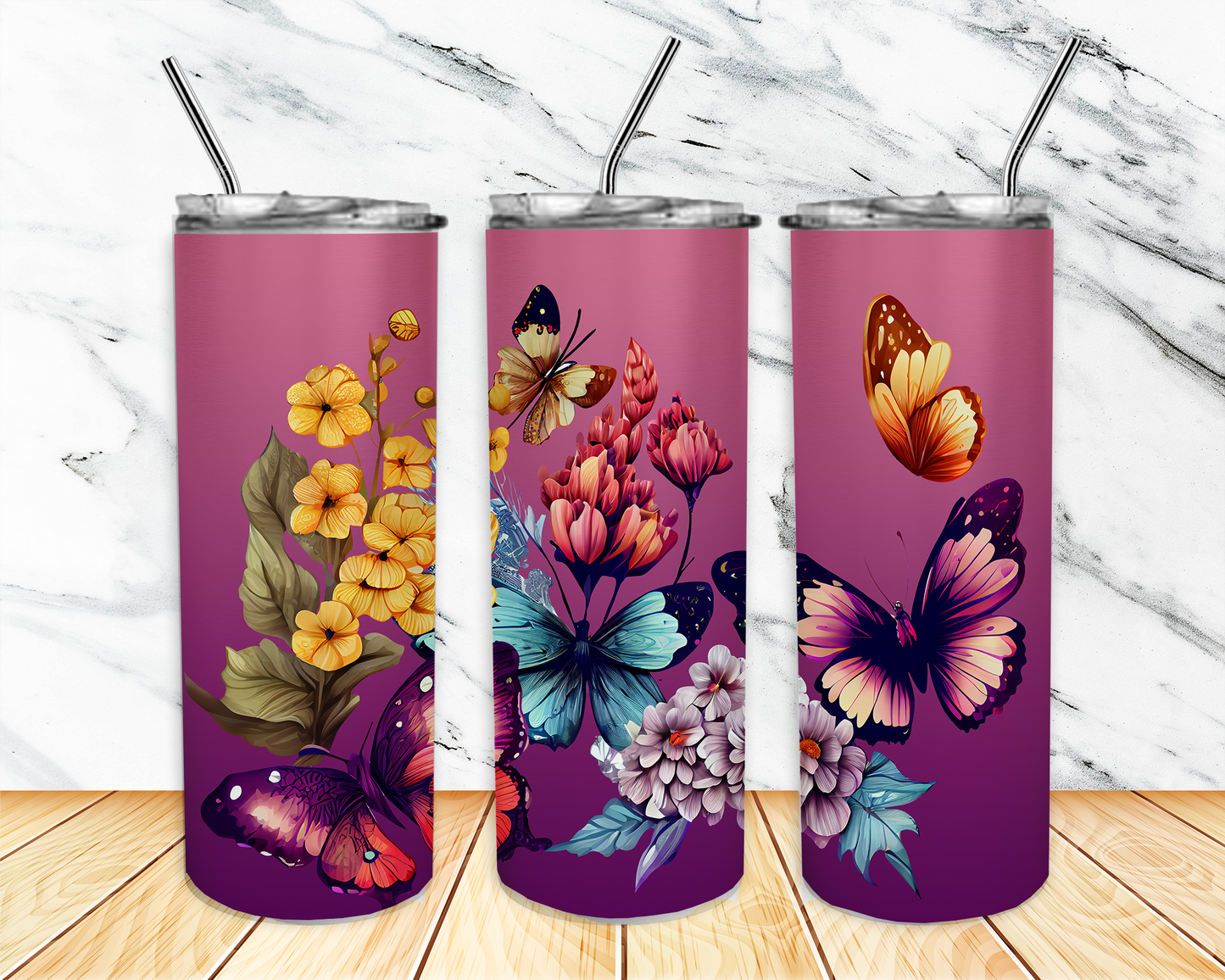 Butterfly Floral Tumbler