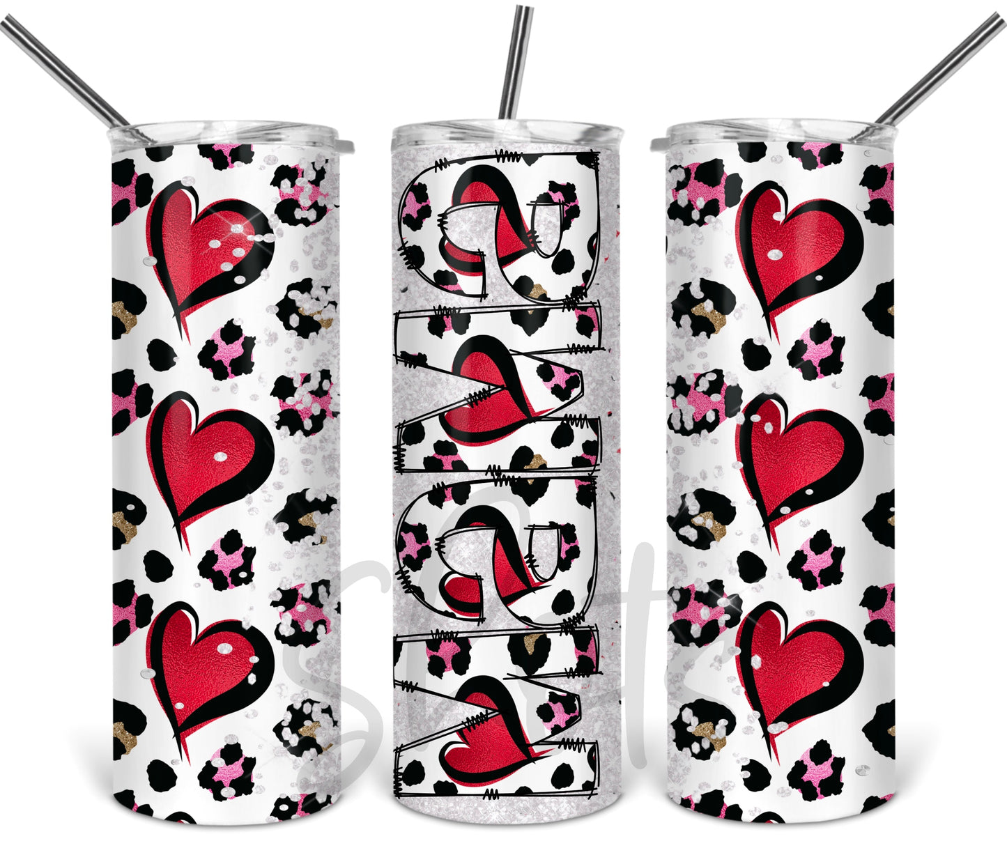 Mama Leopard & Hearts Tumbler