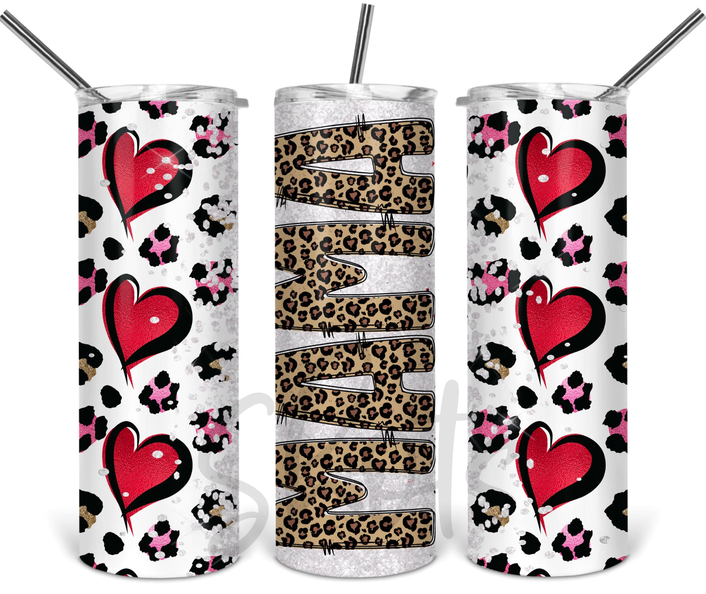Mama Leopard & Hearts Tumbler