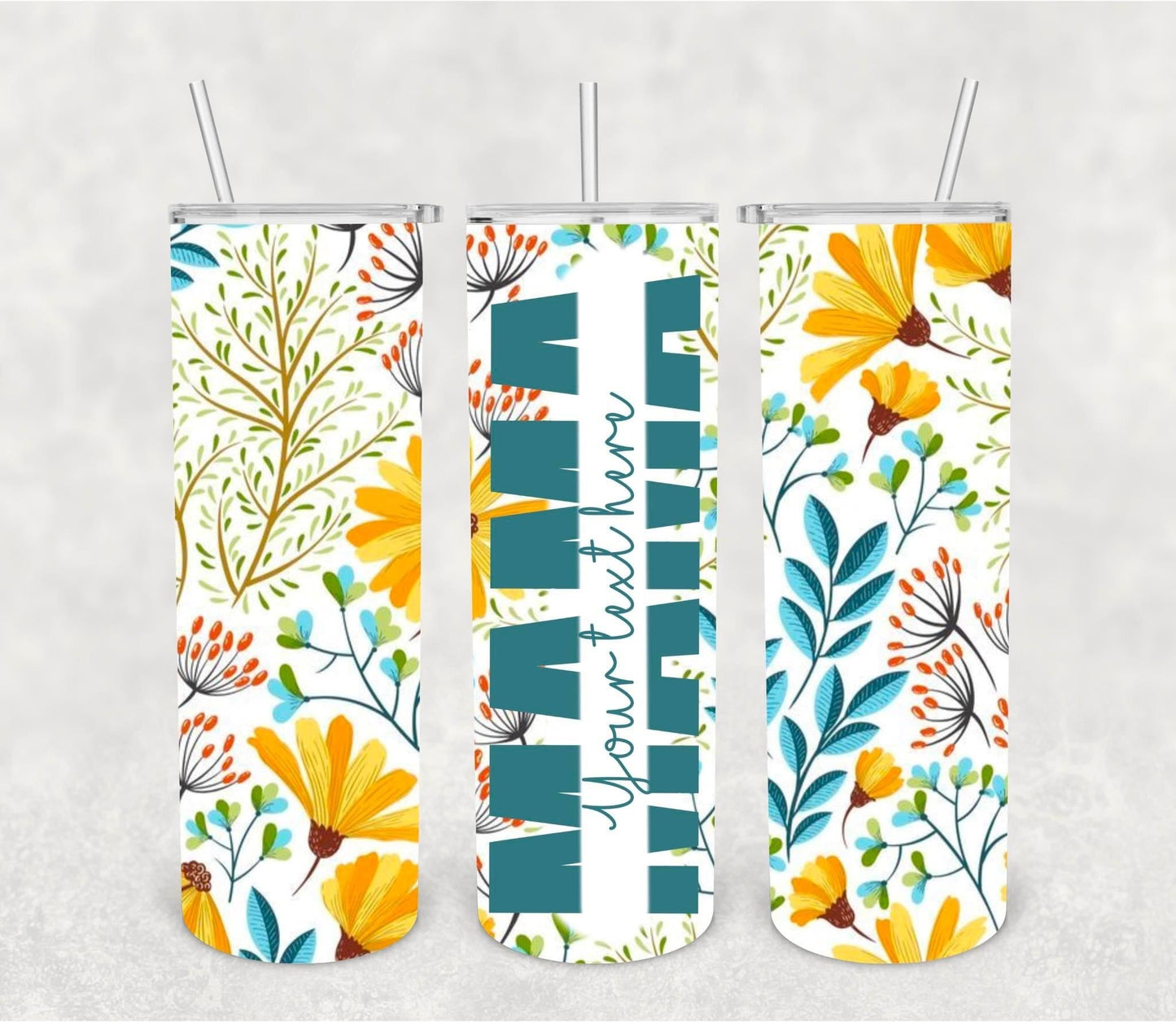 Mom or Mama Split Flowers Tumbler