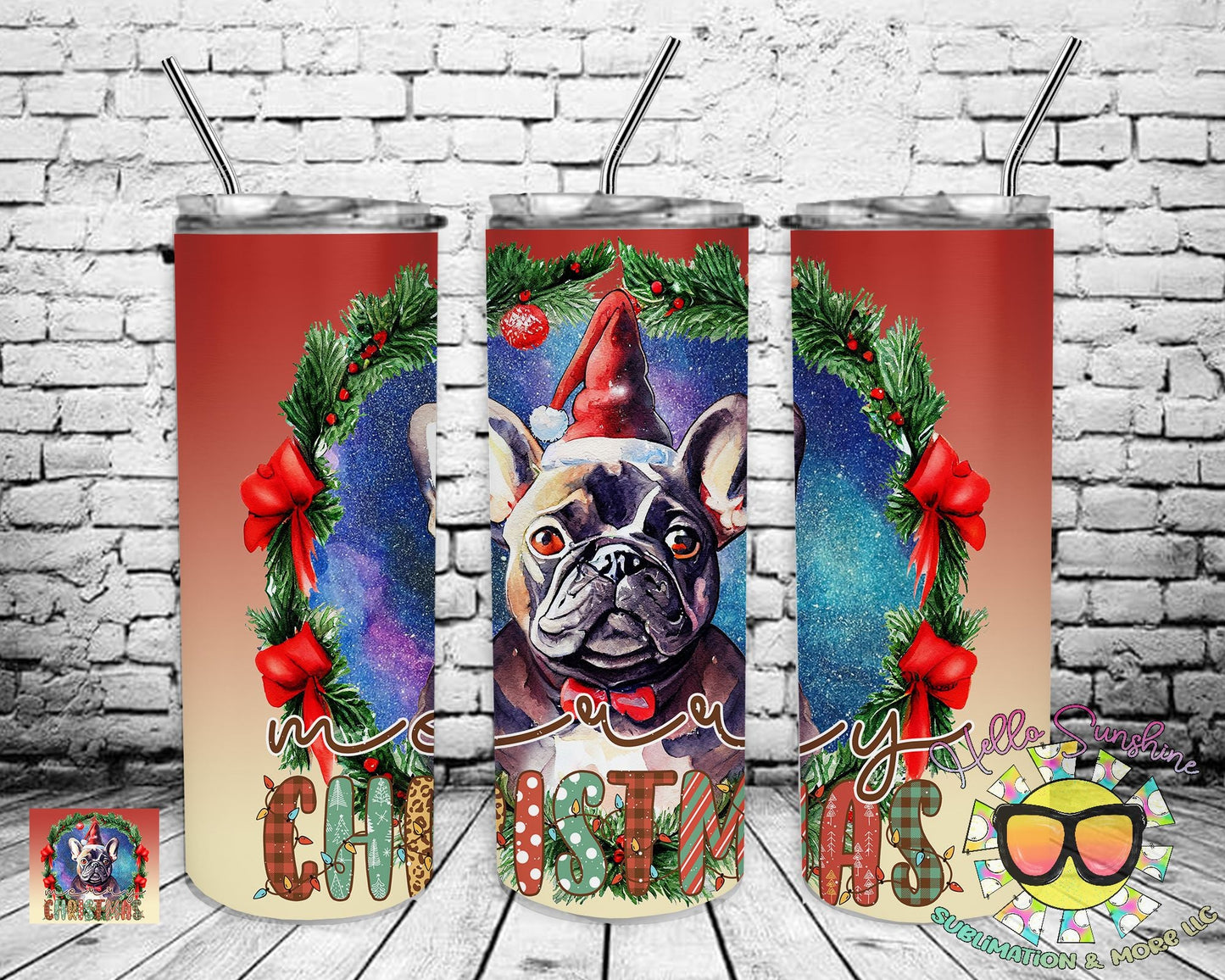 Dog Merry Christmas Tumbler Print