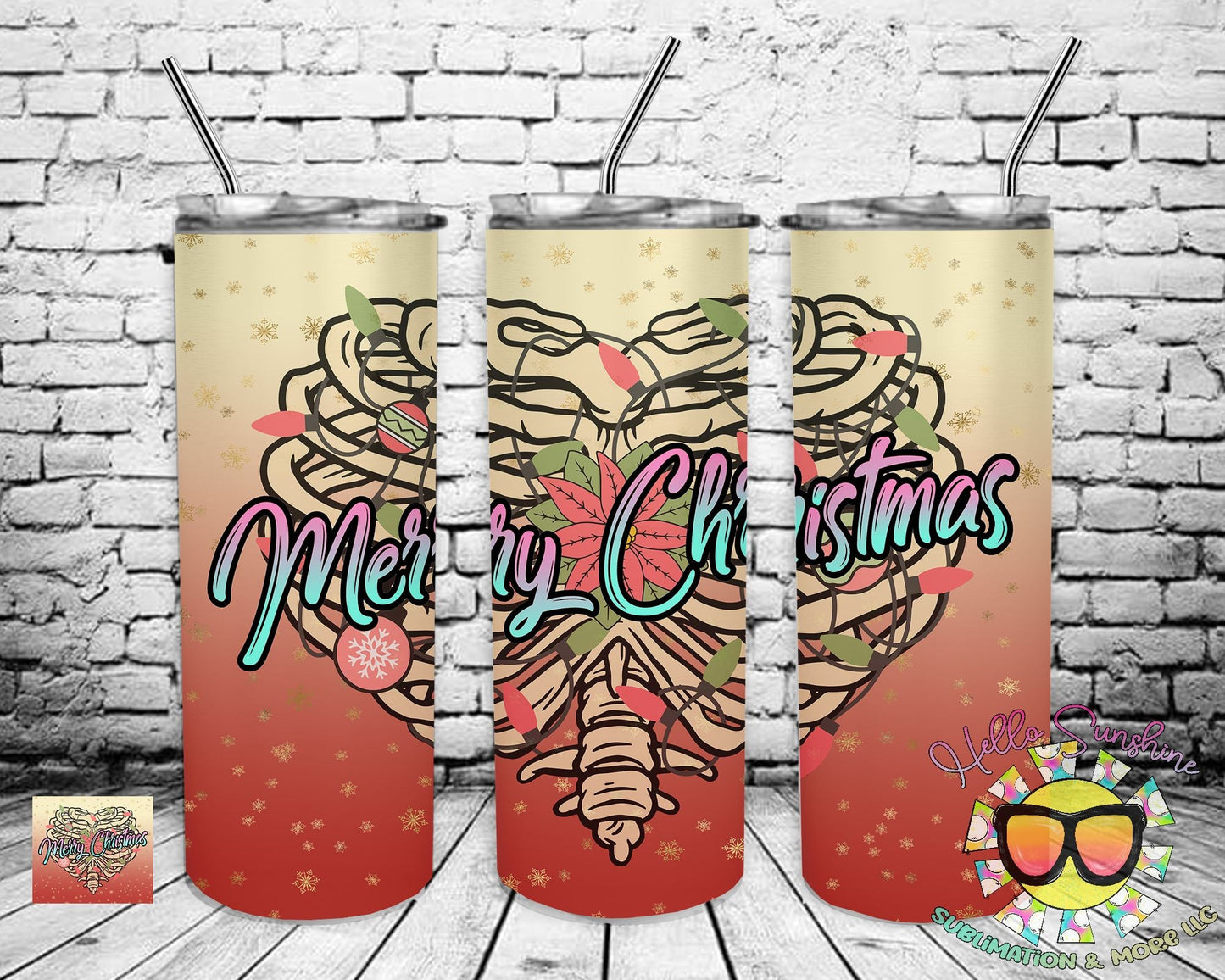 Merry Christmas Bones Tumbler Print