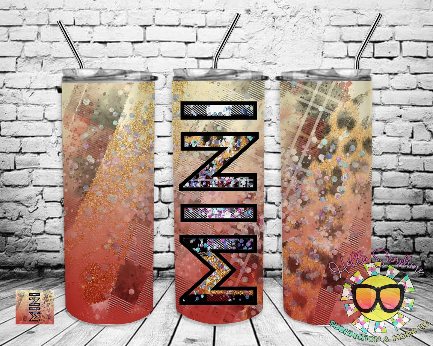 Mini Glitter Plaid Tumbler Print