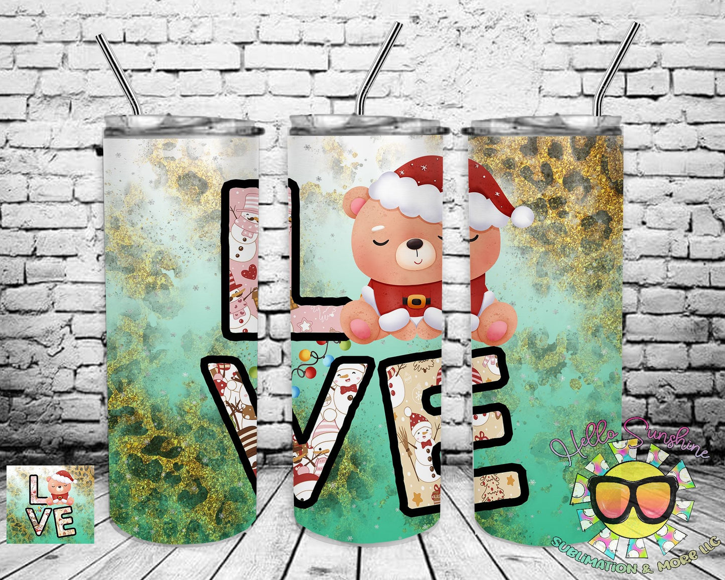 Christmas Teddy Bear Tumbler Print