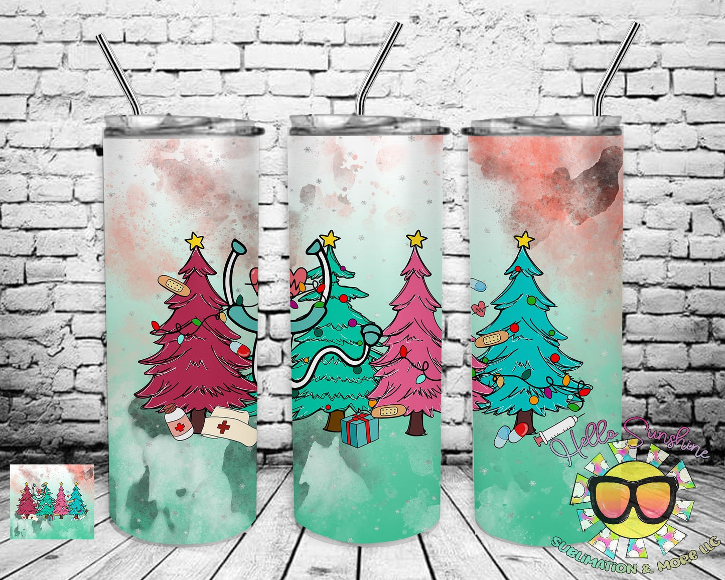 Medical Christmas Tree Tumbler Print