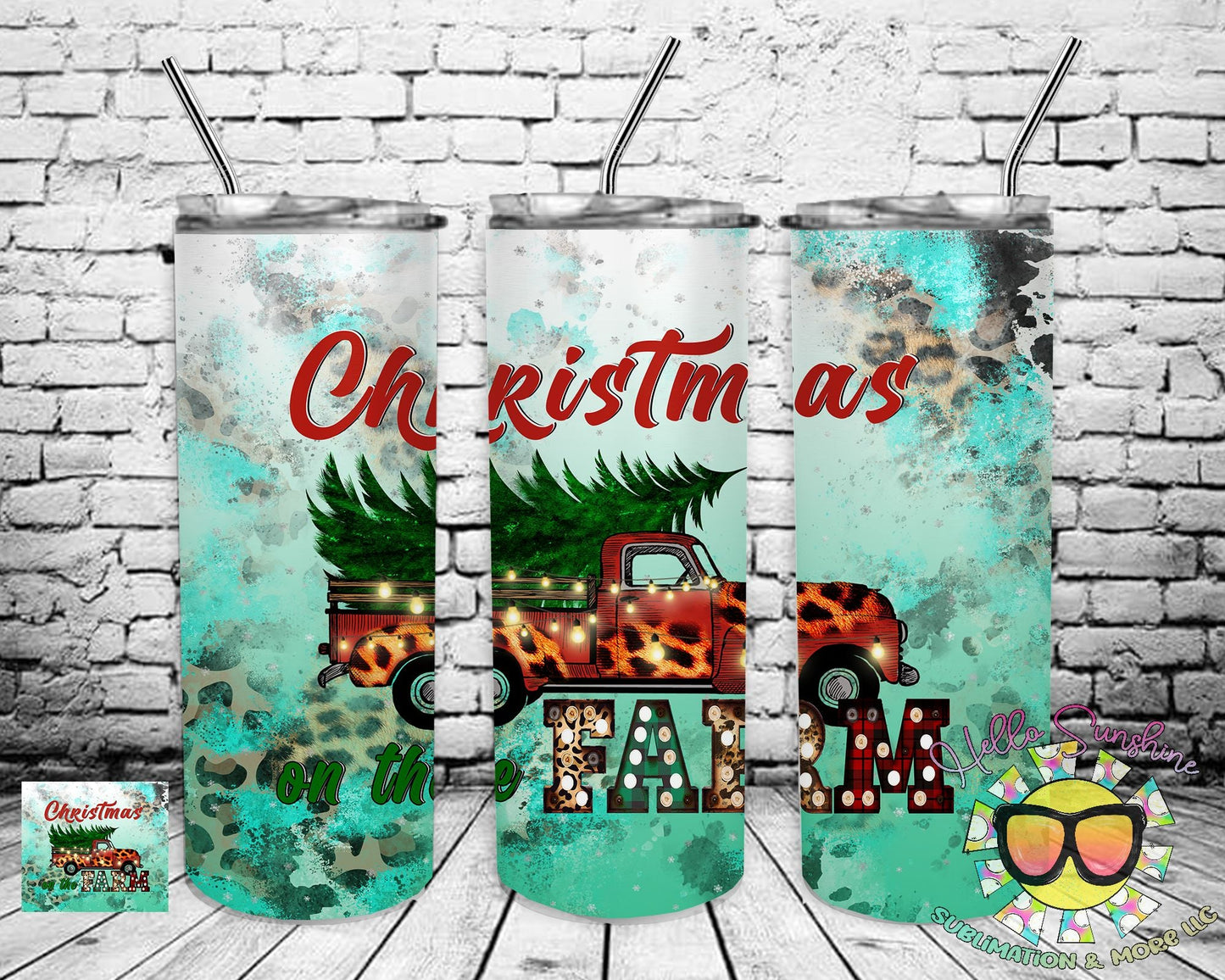 Christmas on the Farm Truck Tumbler Print