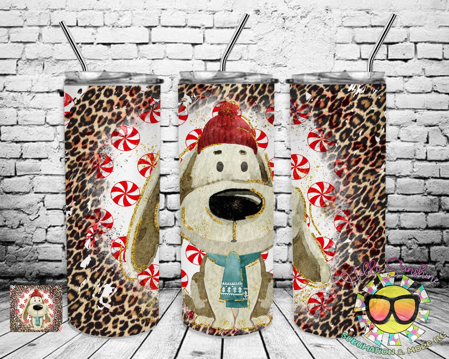 Christmas Dog Peppermint Tumbler Print