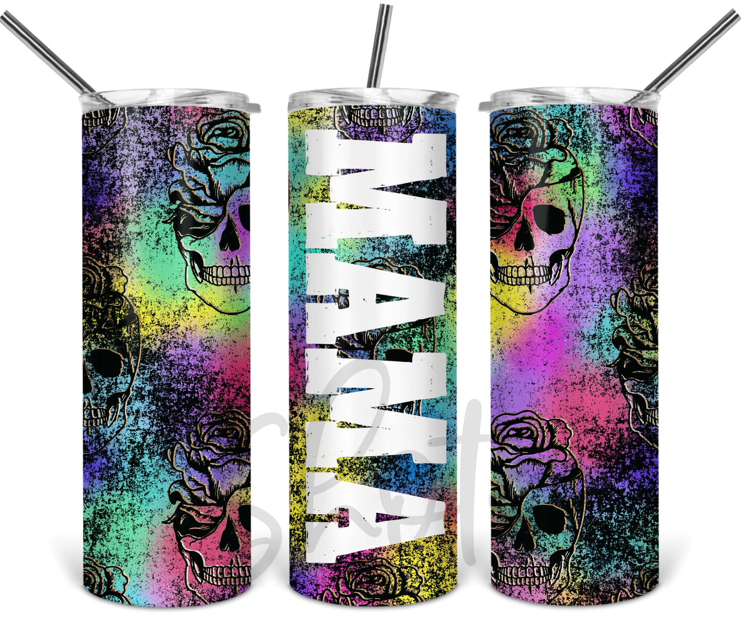 Mama Tie Dye Skull Tumbler