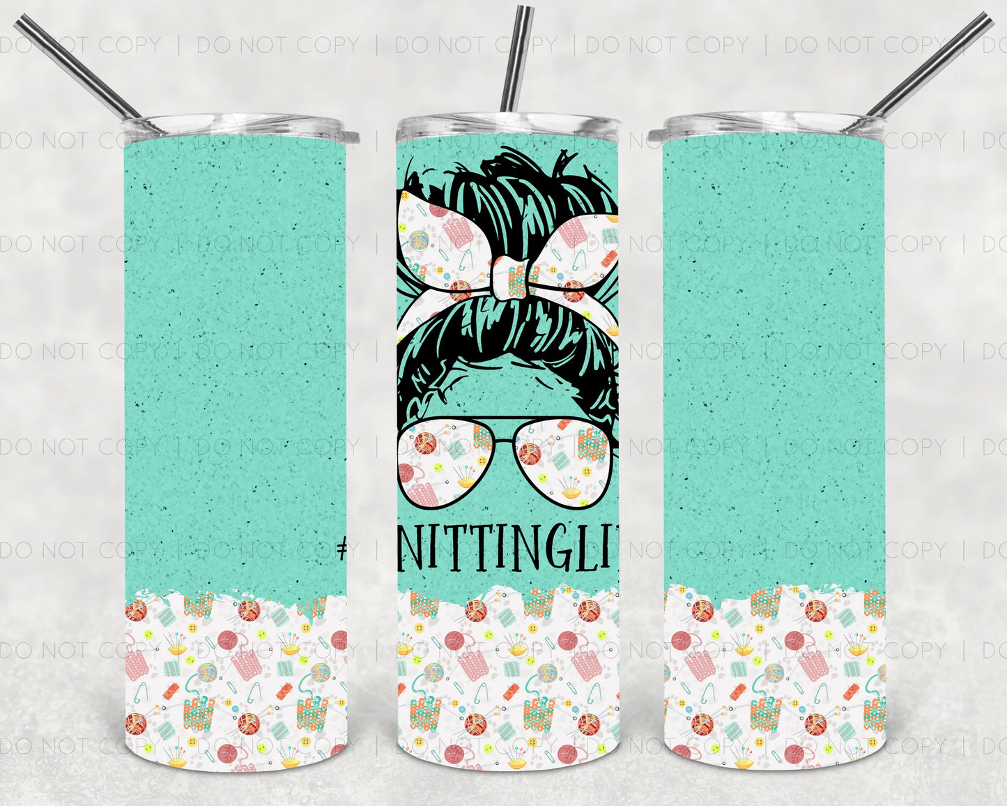 Knitting Life Messy Tumbler Print