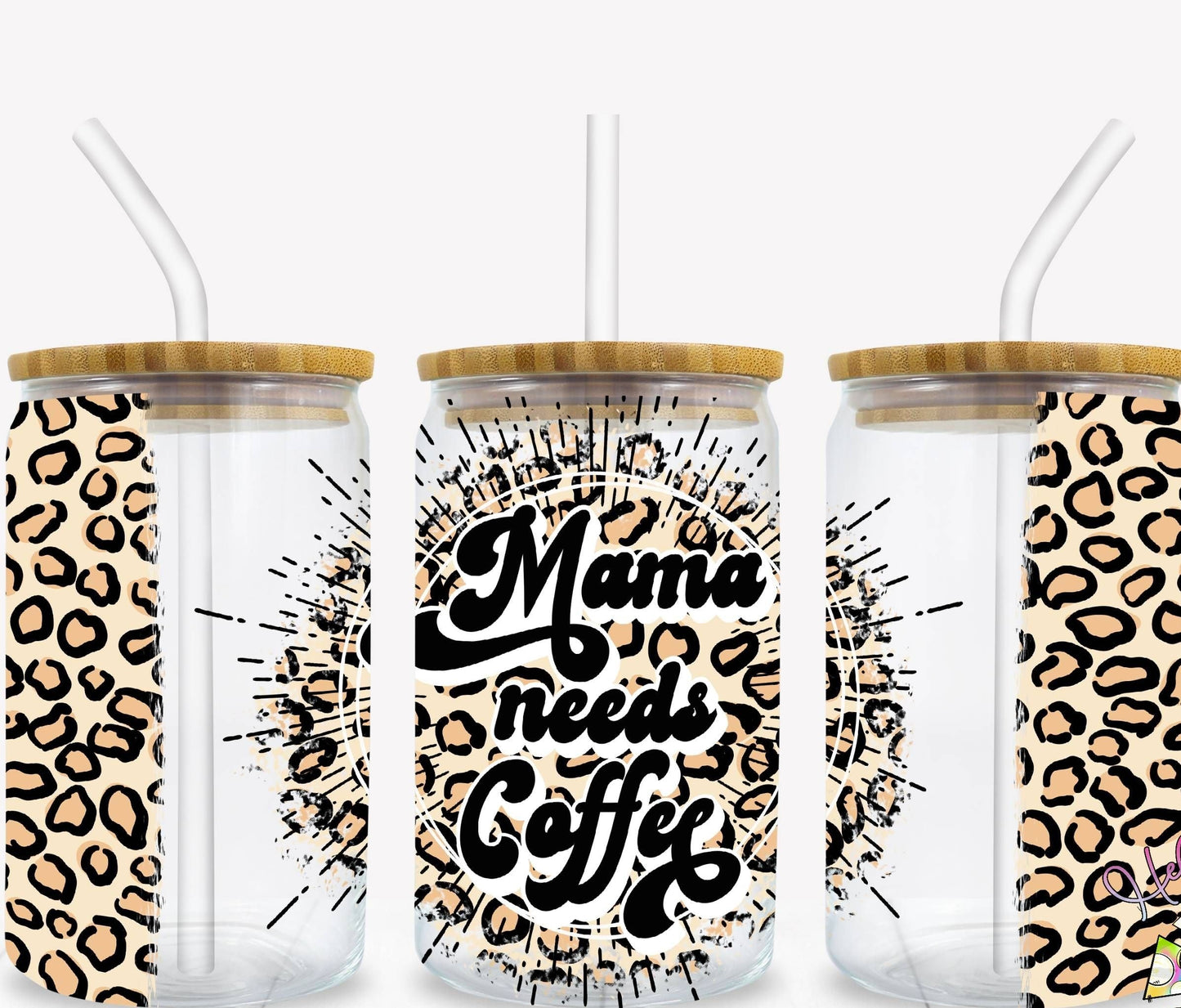 Mama Needs Coffee Glass tumbler print