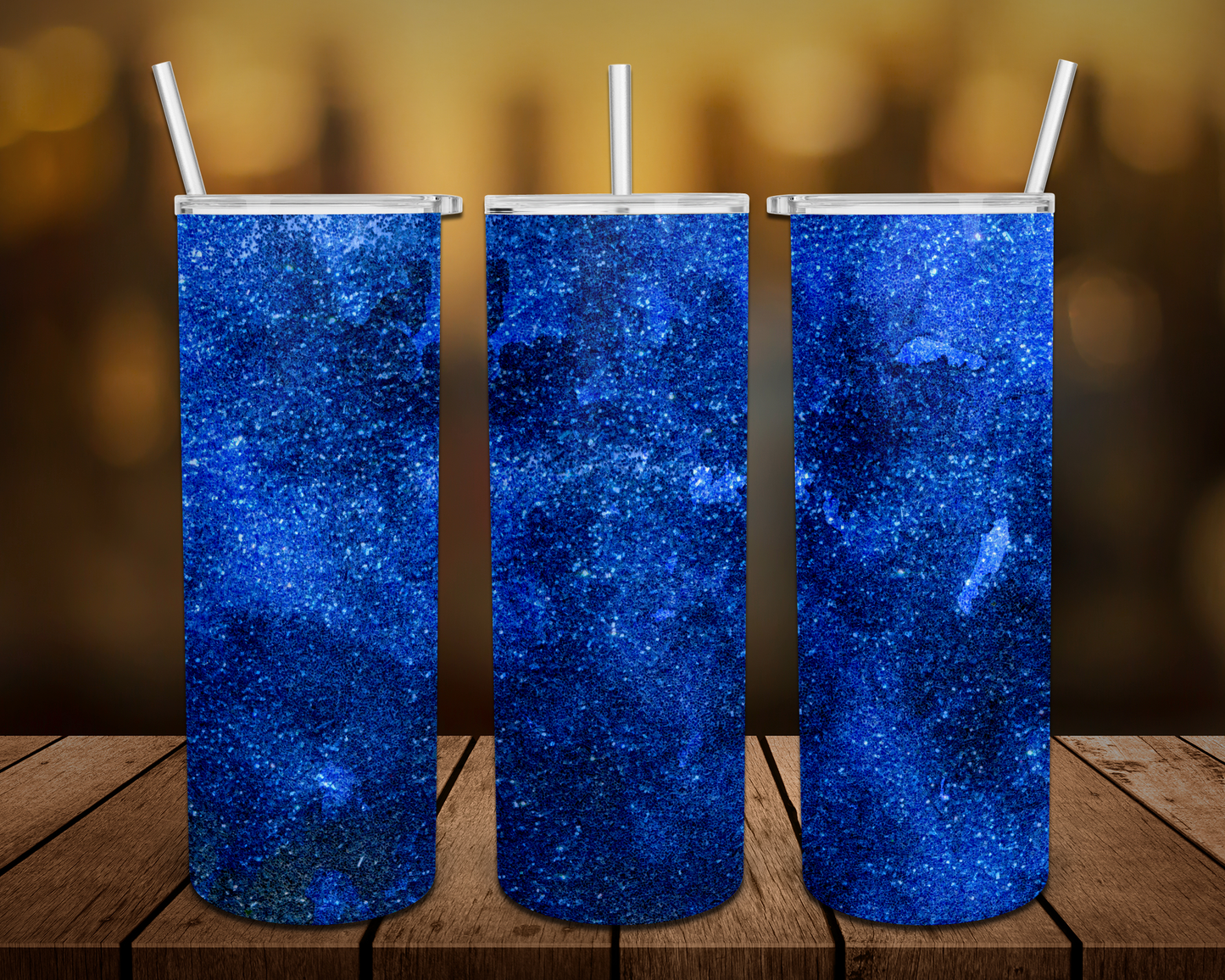 Blue Glitter Watercolor Tumbler
