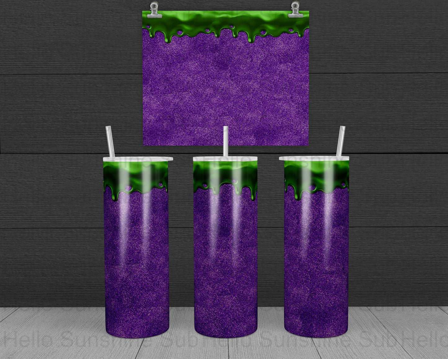Purple Glitter Green Drip