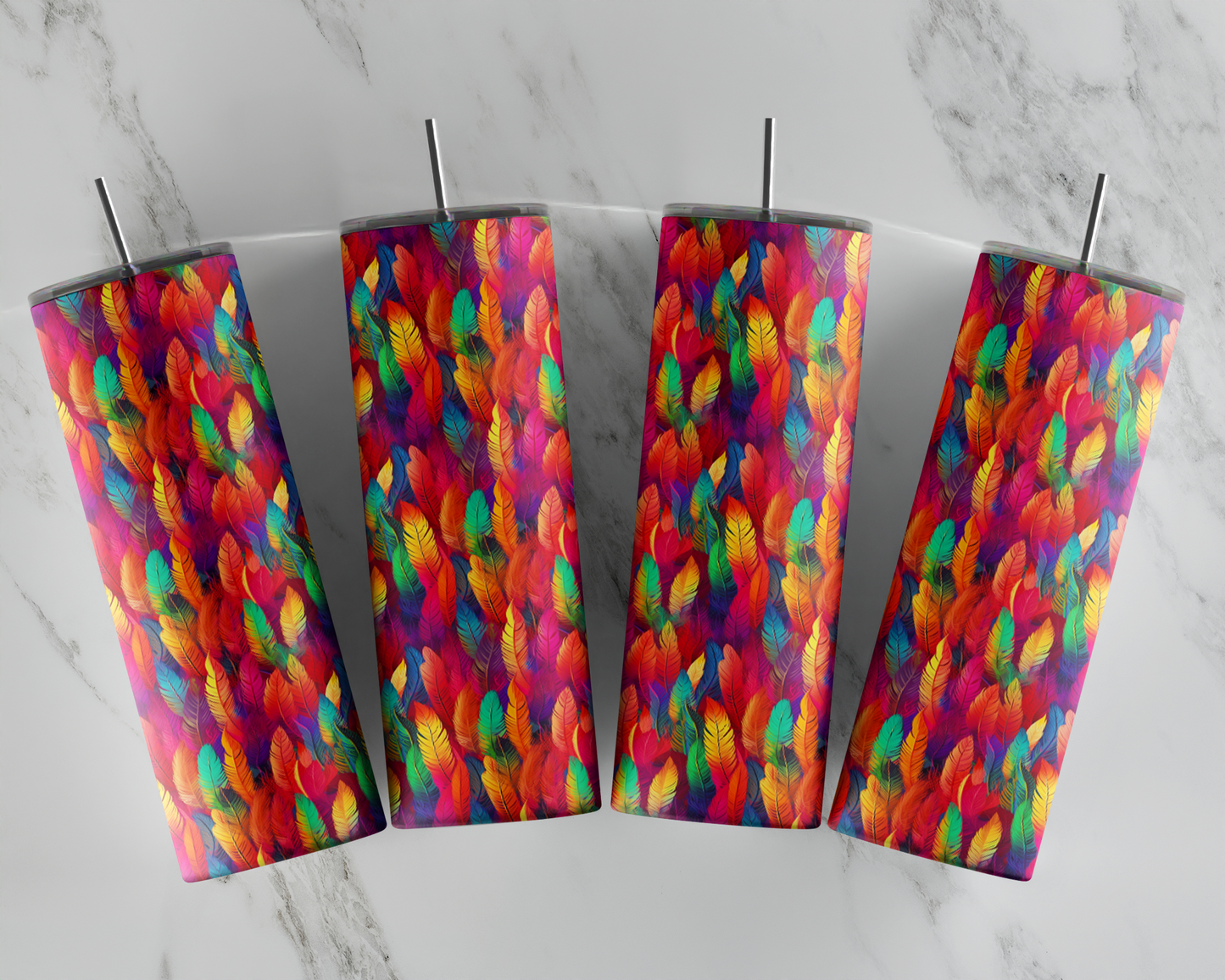 Rainbow Feathers Tumbler