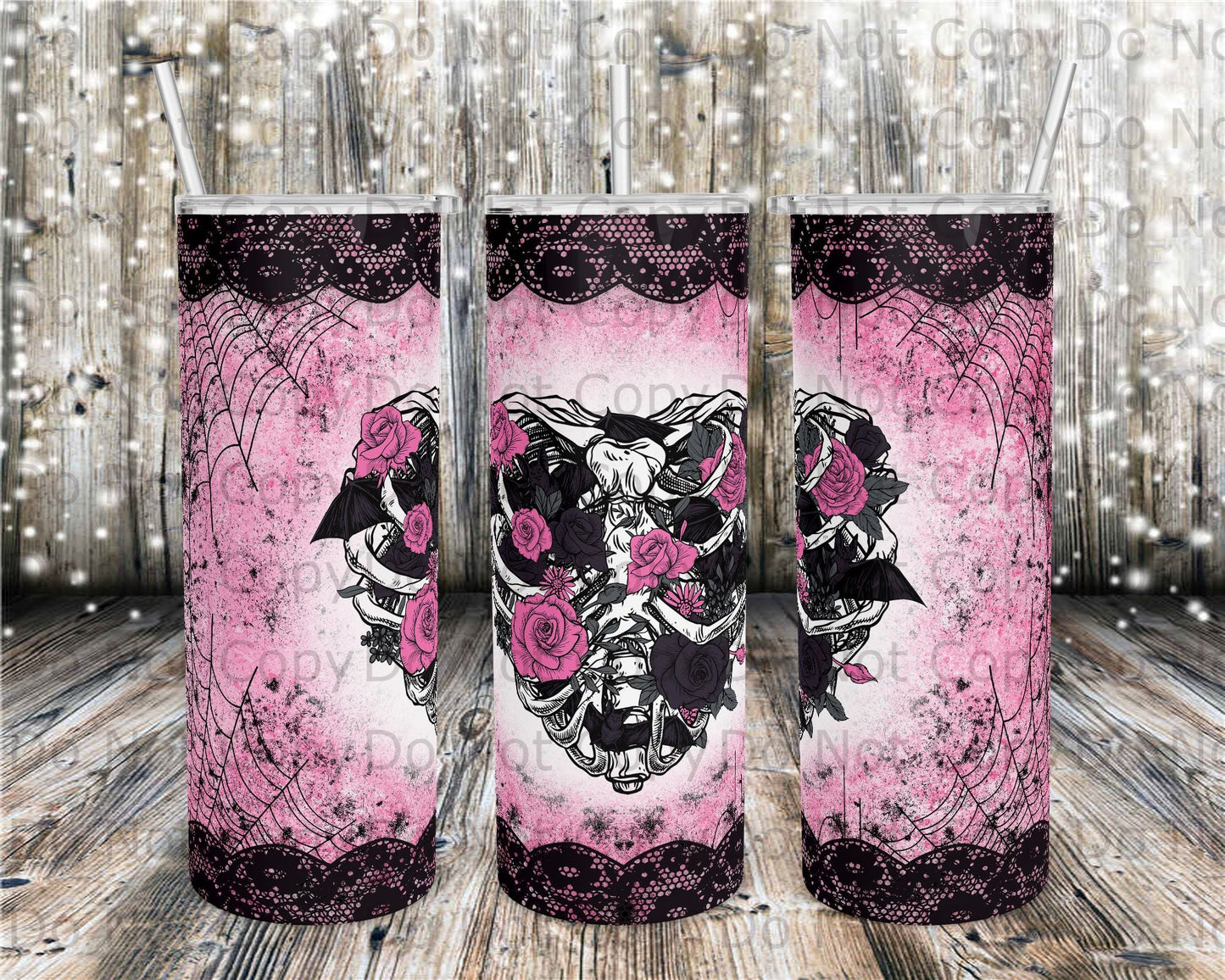 Rose Skeleton Ribcage Tumbler Print
