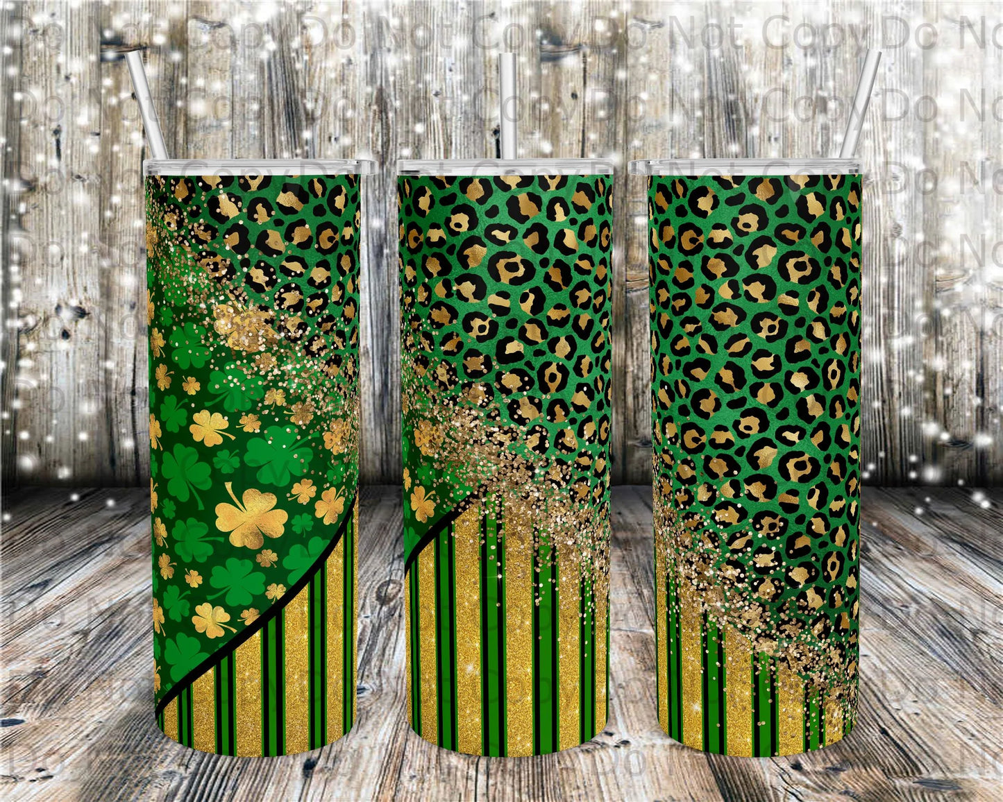 Shamrock Gold Leopard Tumbler Print