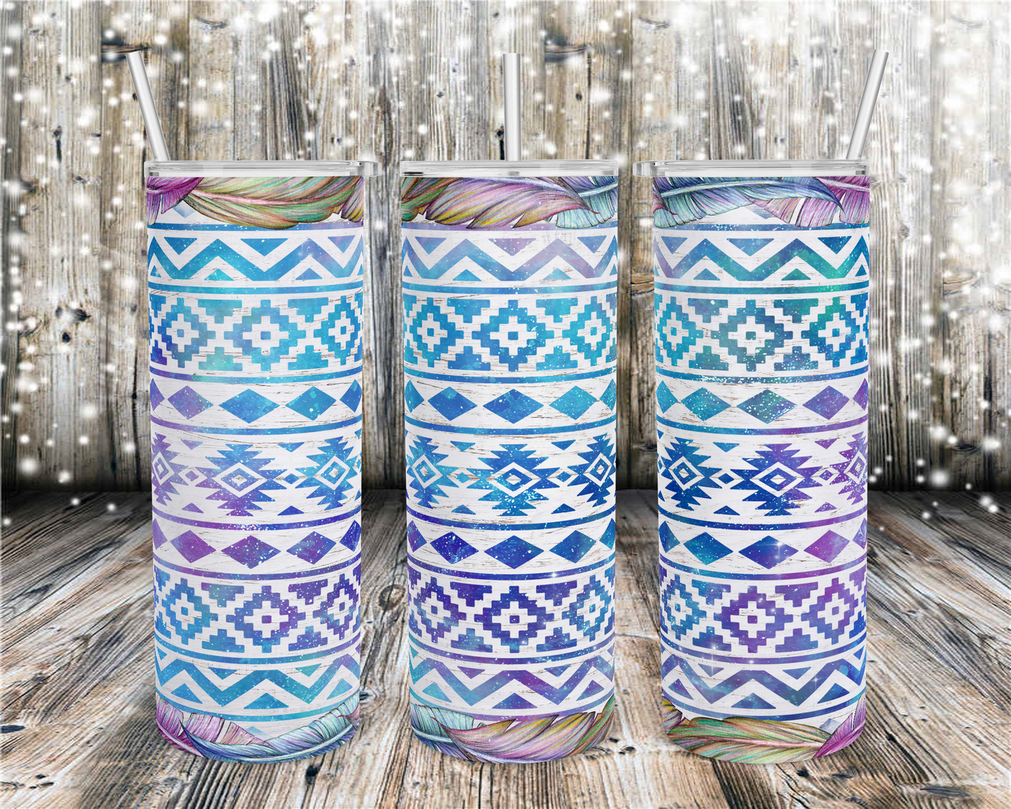 Teal Feather Tumbler Print