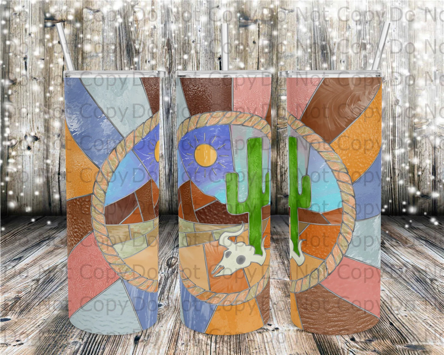 Western Stained-Glass Tumbler Print