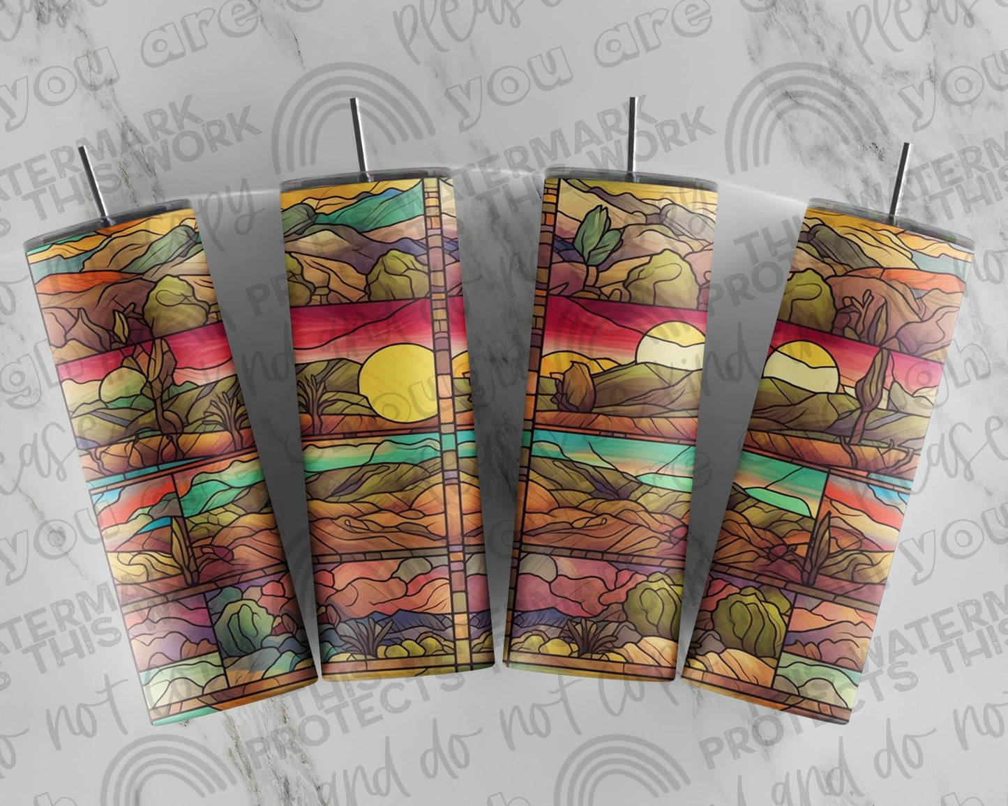 Stained-Glass Western Sunset Tumbler
