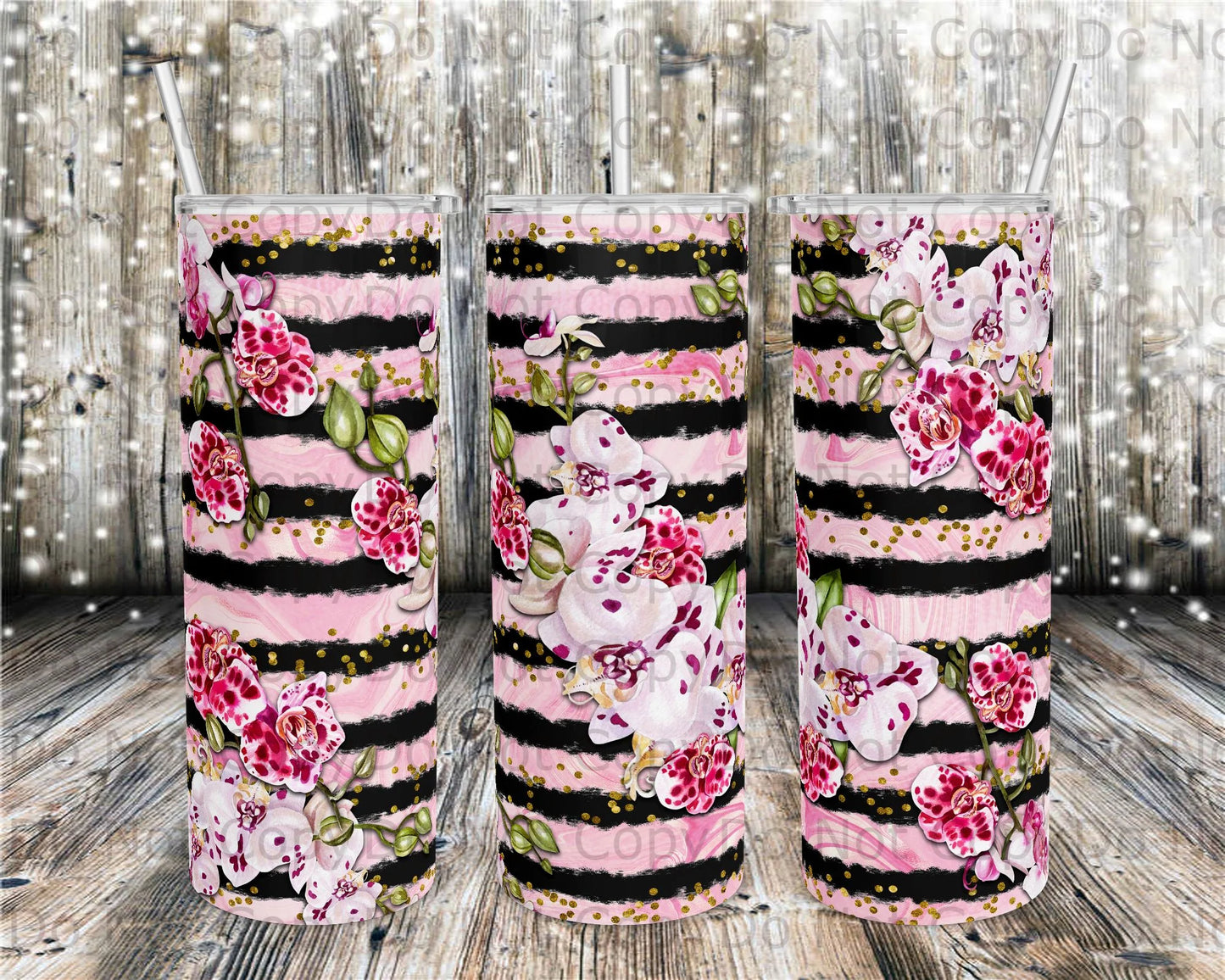 White Pink Orchid Tumbler Print