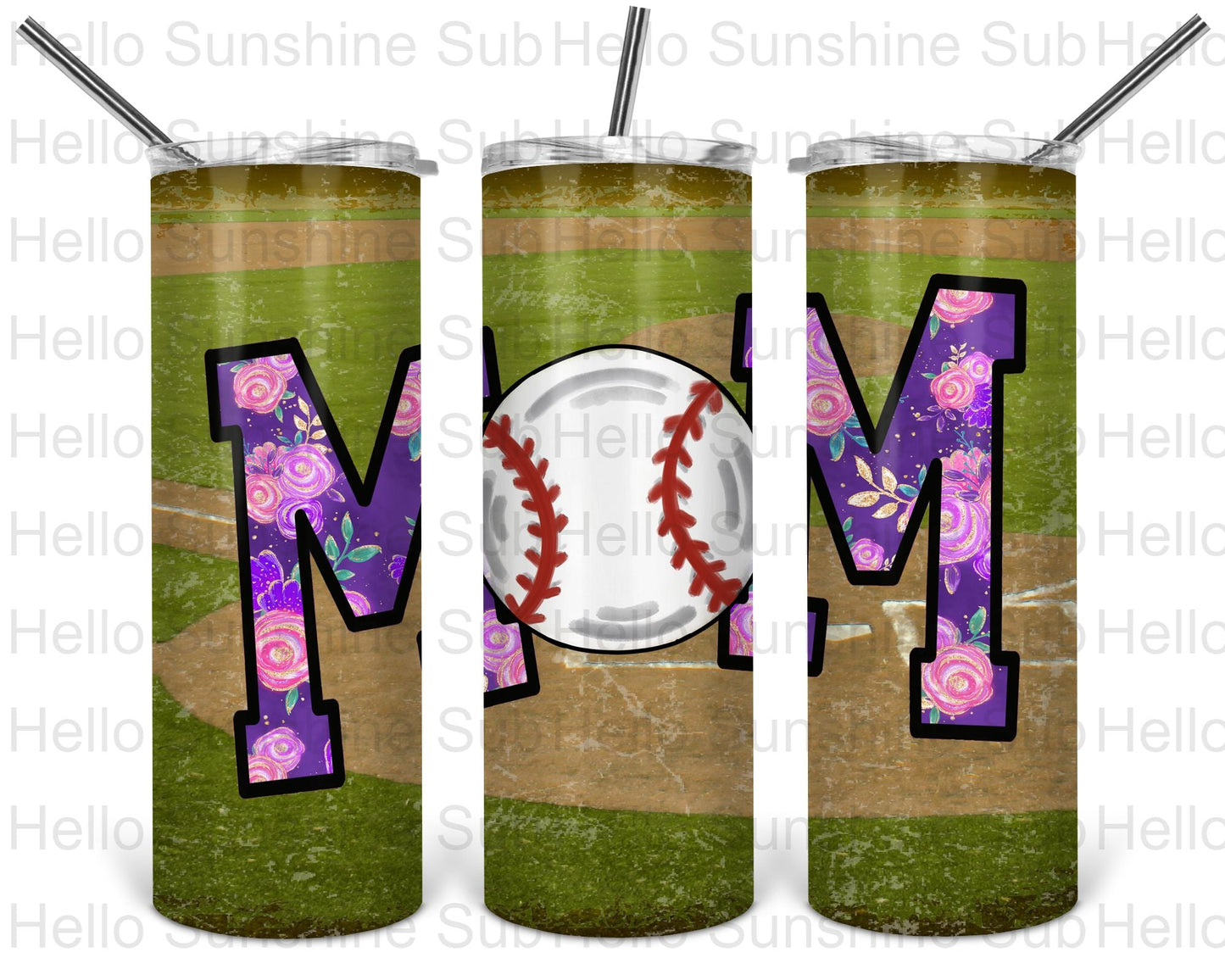 Baseball Mom Floral Tumbler Print