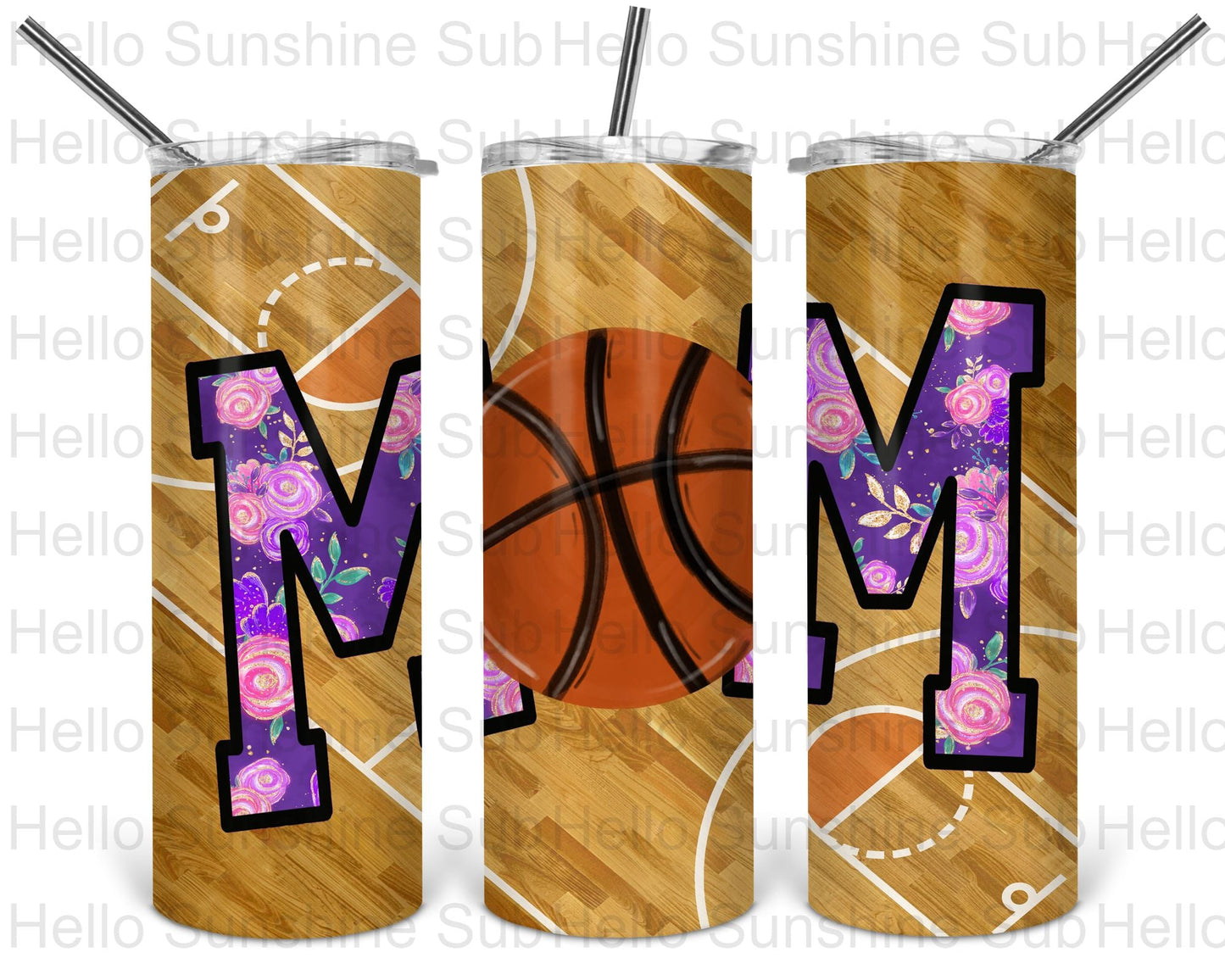 Basketball Mom Floral Tumbler Print