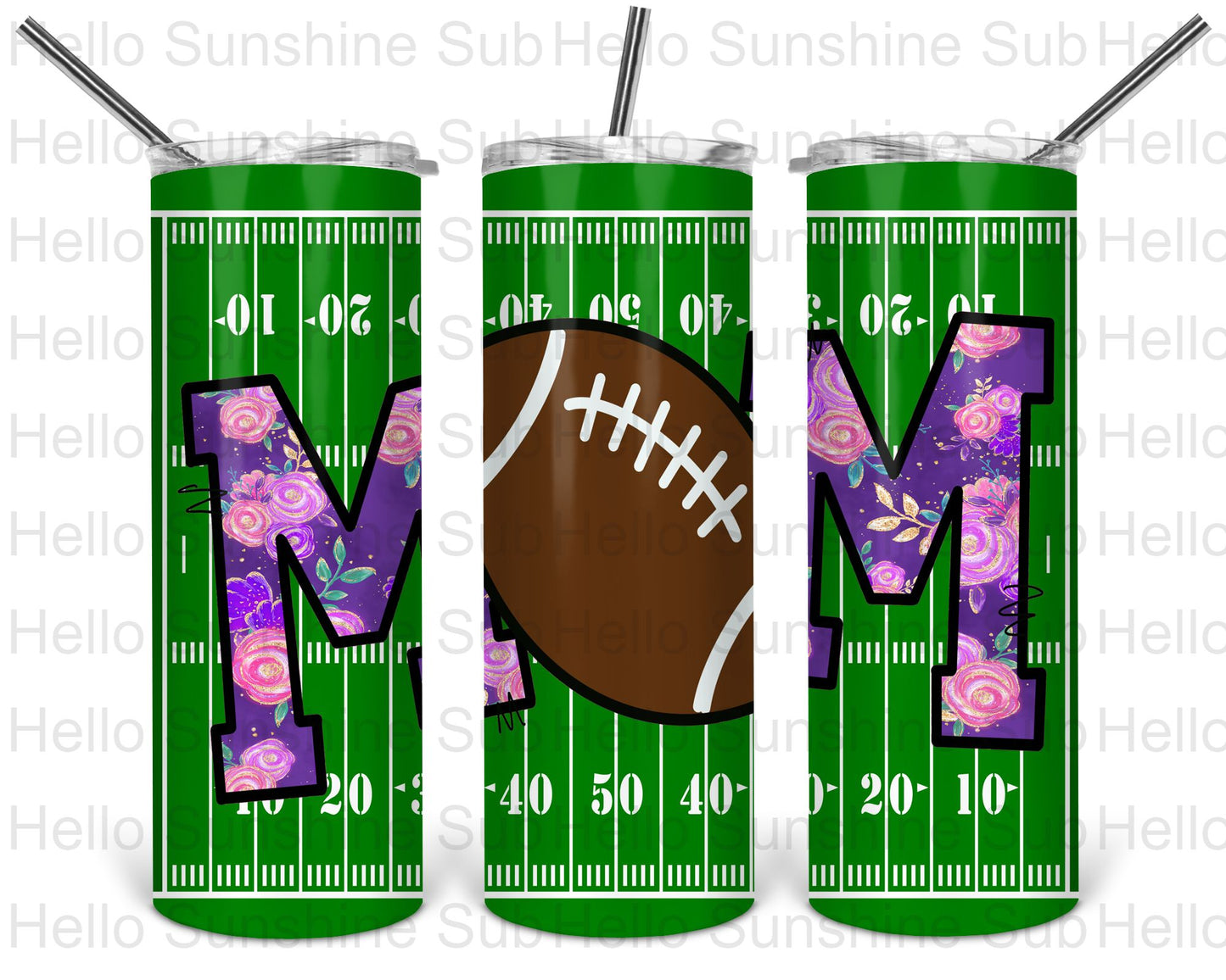 Football Mom Floral Tumbler Print
