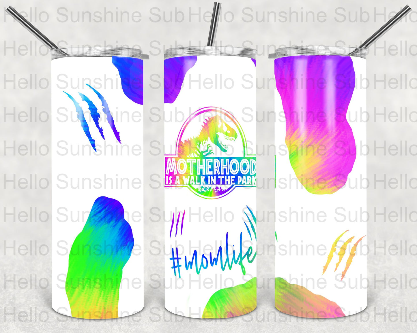 Motherhood Mom Life Tie Dye White Tumbler Print
