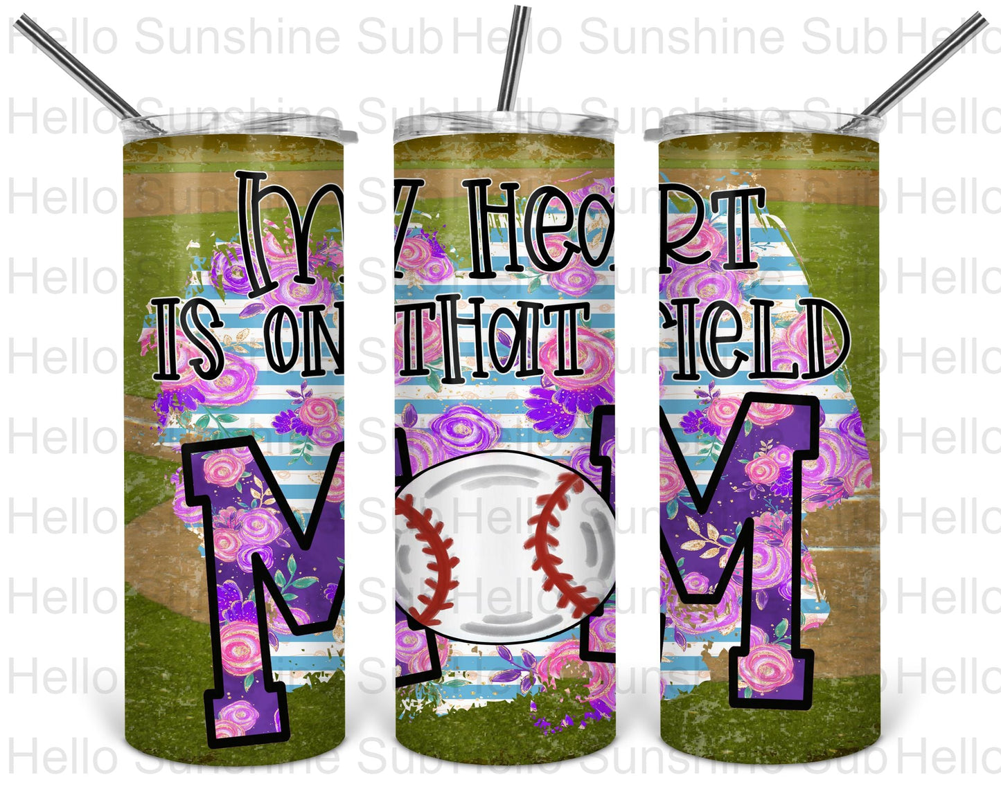 My Heart is On That Field BB Mom Tumbler Print