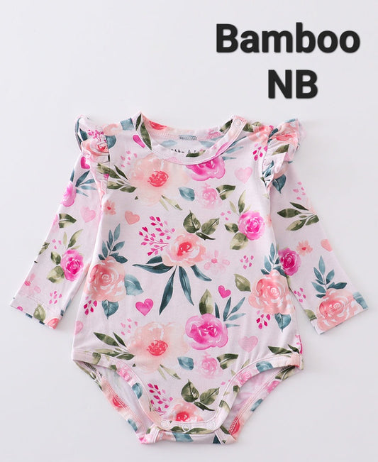 Pink floral print bamboo girl bubble