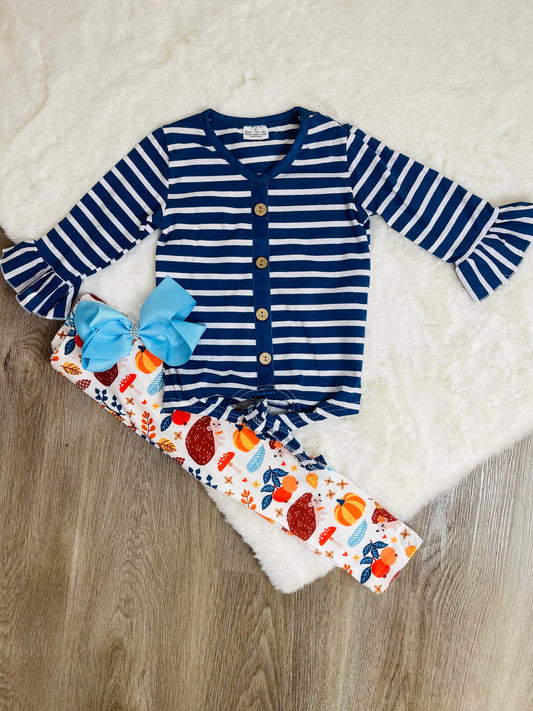 Fall blue striped set