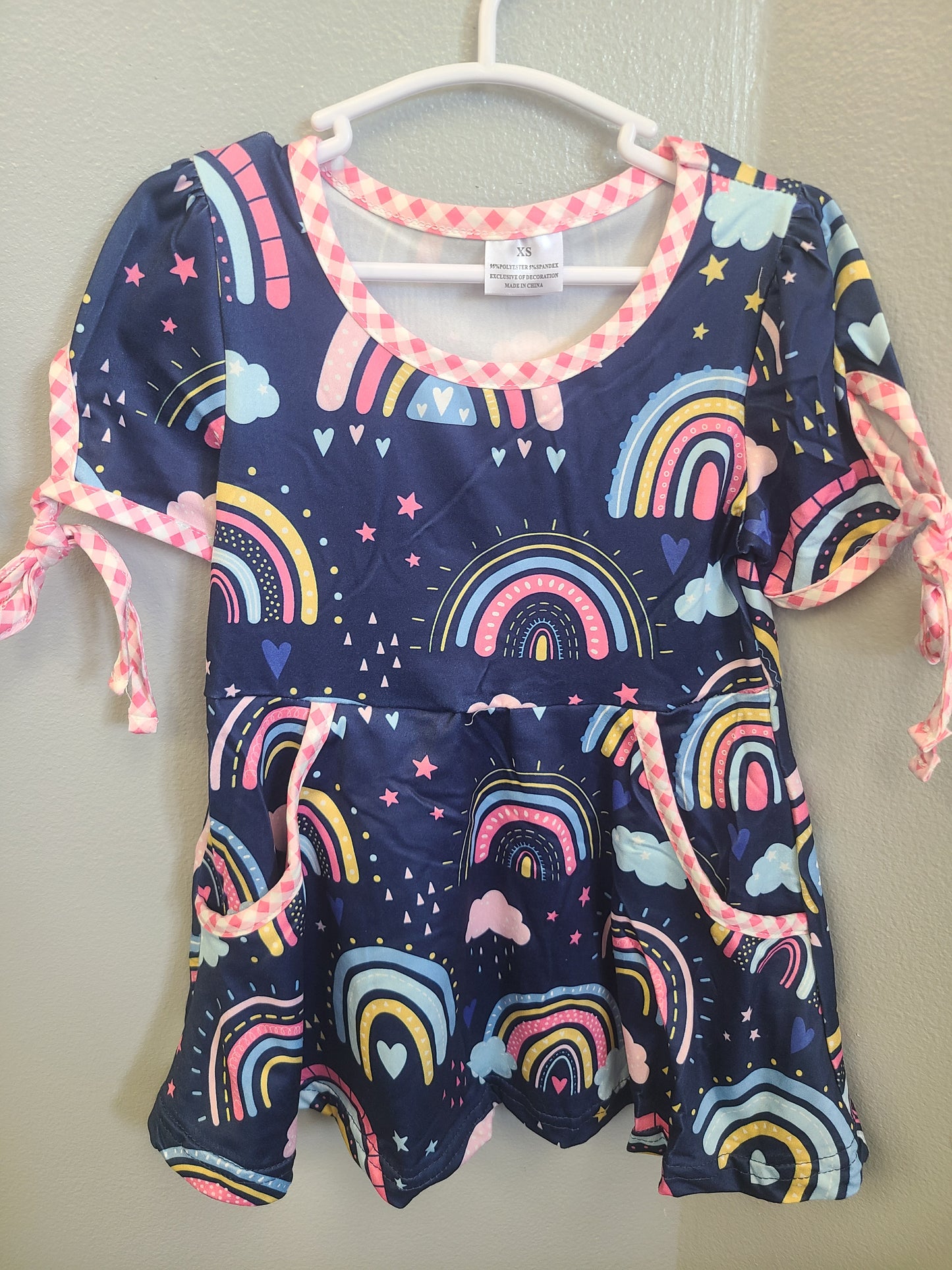 Rainbow navy dress