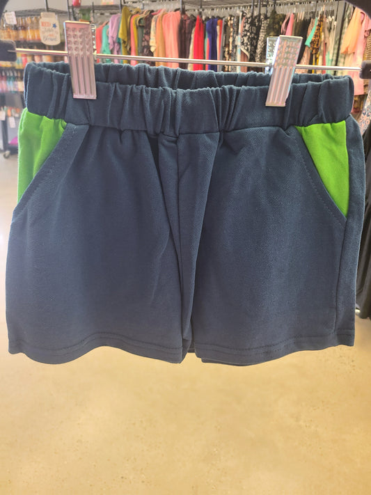 Blue green pocket shorts