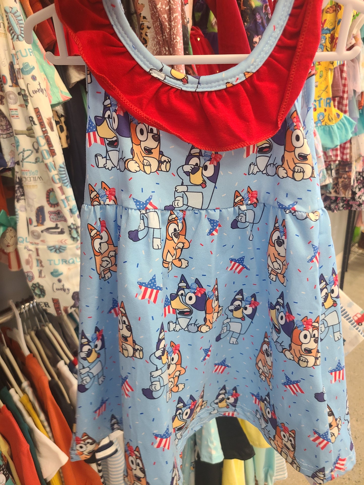 Blue dog rwb dress