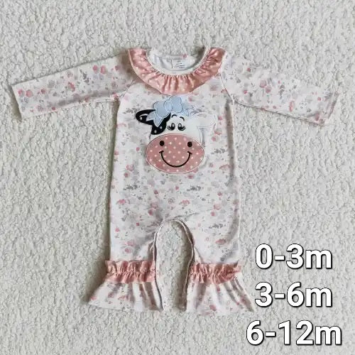 Cow floral ls romper