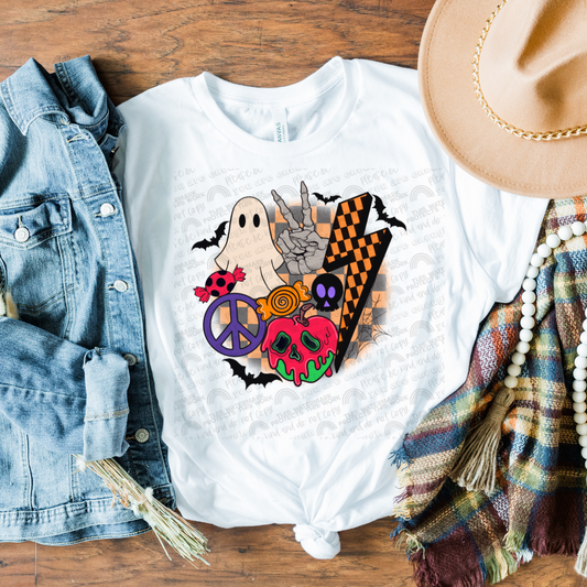 Halloween Skellie Peace Tee