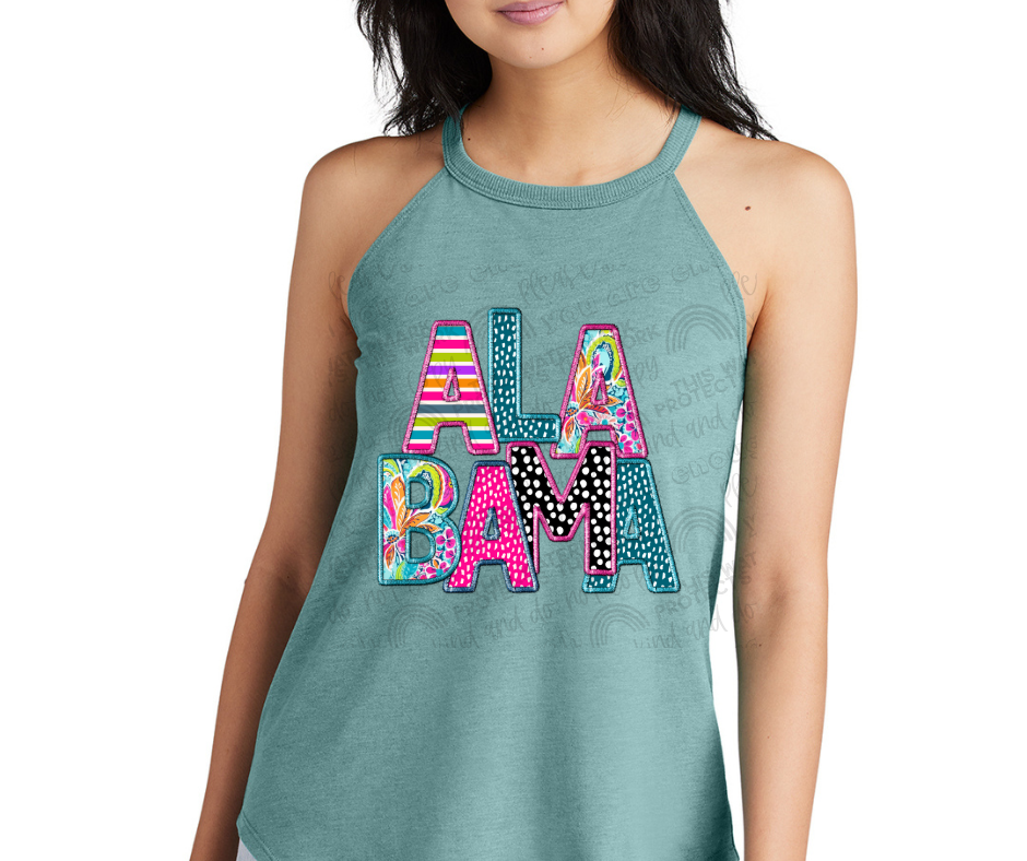 Alabama Faux Embroidery Tee or Tank-DTF