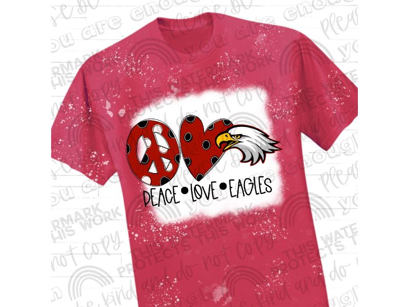 Peace Love Eagles Red Tee