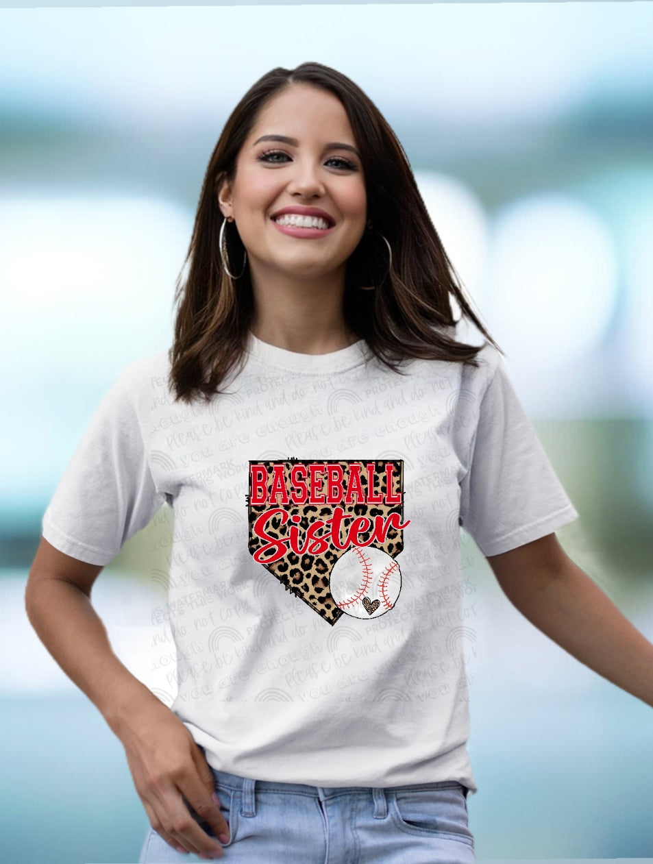 Baseball or Softball Sister Leopard Home Plate T-Shirt