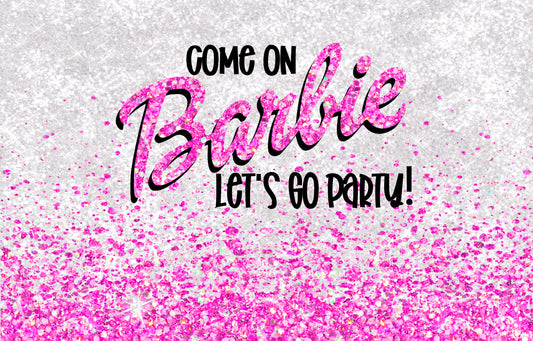 Lets go Party Pink Glitter Sublimation Transfer